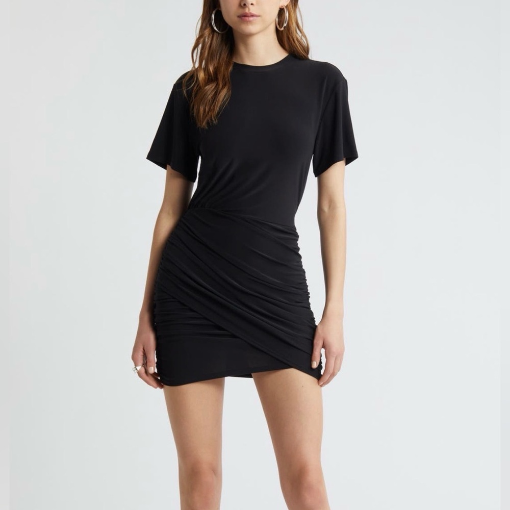 Open Edit Faux Wrap Jersey Dress
